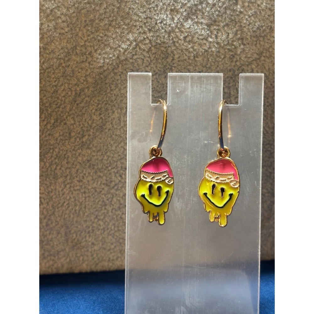 #29. Gold-tone Melting Smiley Hoop Earrings